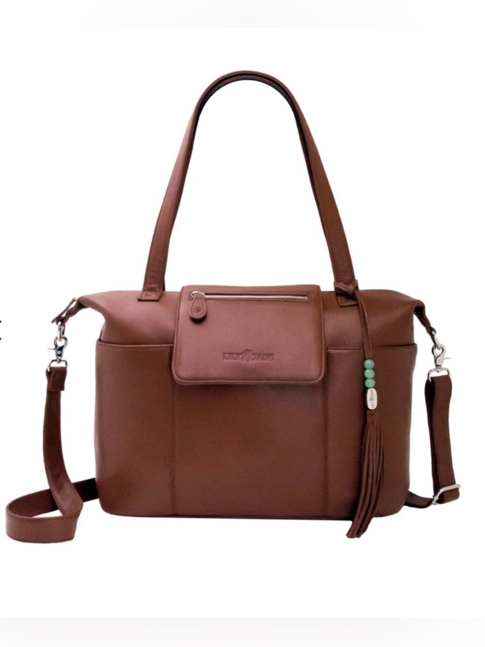 Lily Jade Madeline Leather Diaper Bag Convertible Tote and Backpack in Brandy